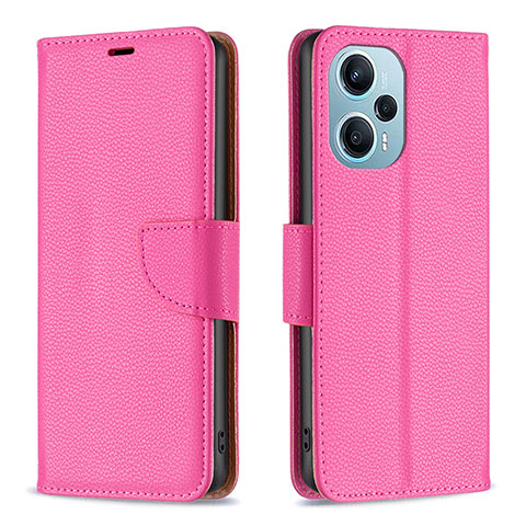 Funda de Cuero Cartera con Soporte Carcasa B06F para Xiaomi Redmi Note 12 Turbo 5G Rosa Roja