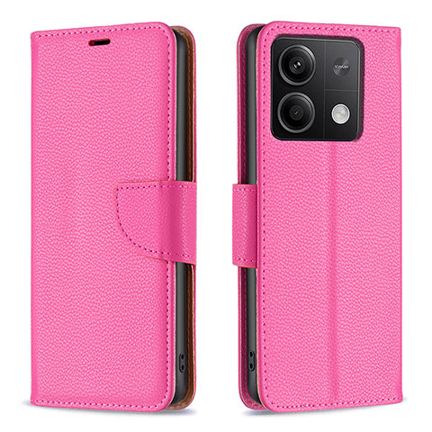 Funda de Cuero Cartera con Soporte Carcasa B06F para Xiaomi Redmi Note 13 5G Rosa Roja