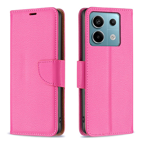 Funda de Cuero Cartera con Soporte Carcasa B06F para Xiaomi Redmi Note 13 Pro 5G Rosa Roja