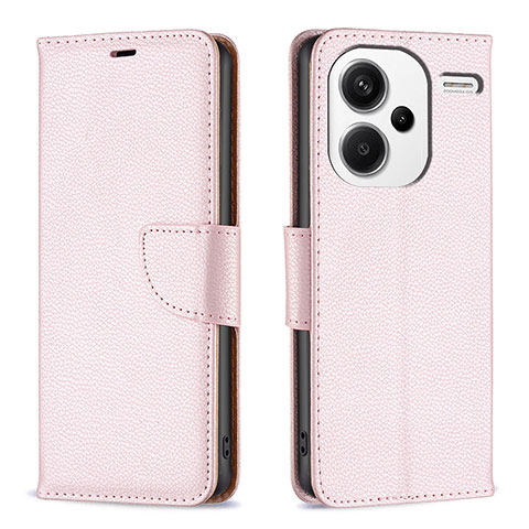 Funda de Cuero Cartera con Soporte Carcasa B06F para Xiaomi Redmi Note 13 Pro+ Plus 5G Oro Rosa