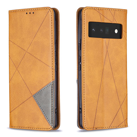 Funda de Cuero Cartera con Soporte Carcasa B07F para Google Pixel 6 Pro 5G Marron Claro