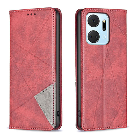 Funda de Cuero Cartera con Soporte Carcasa B07F para Huawei Honor X7a Rojo