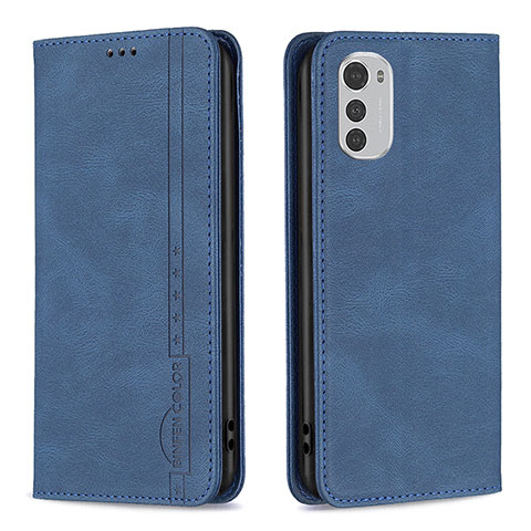 Funda de Cuero Cartera con Soporte Carcasa B07F para Motorola Moto E32 Azul