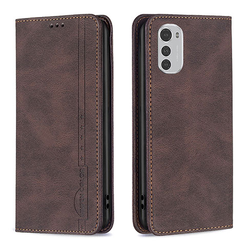 Funda de Cuero Cartera con Soporte Carcasa B07F para Motorola Moto E32 Marron