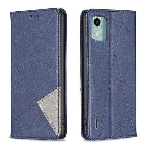 Funda de Cuero Cartera con Soporte Carcasa B07F para Nokia C12 Azul