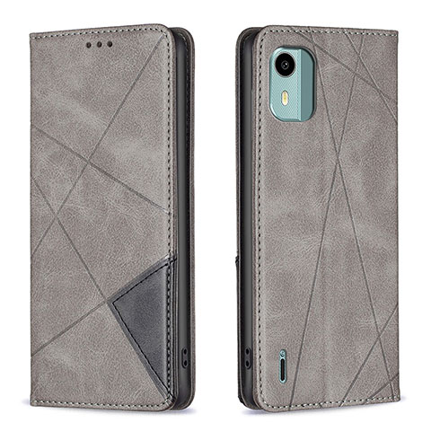 Funda de Cuero Cartera con Soporte Carcasa B07F para Nokia C12 Gris