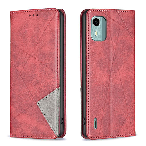 Funda de Cuero Cartera con Soporte Carcasa B07F para Nokia C12 Plus Rojo