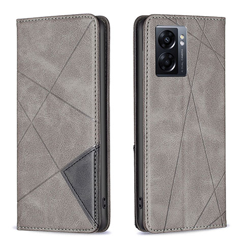 Funda de Cuero Cartera con Soporte Carcasa B07F para Oppo A57 5G Gris