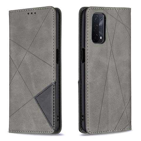 Funda de Cuero Cartera con Soporte Carcasa B07F para Oppo A74 5G Gris