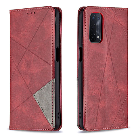 Funda de Cuero Cartera con Soporte Carcasa B07F para Oppo A74 5G Rojo