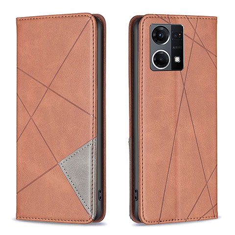 Funda de Cuero Cartera con Soporte Carcasa B07F para Oppo F21s Pro 4G Marron