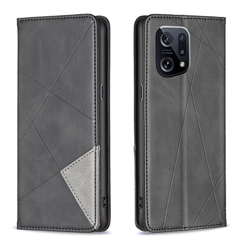 Funda de Cuero Cartera con Soporte Carcasa B07F para Oppo Find X5 5G Negro