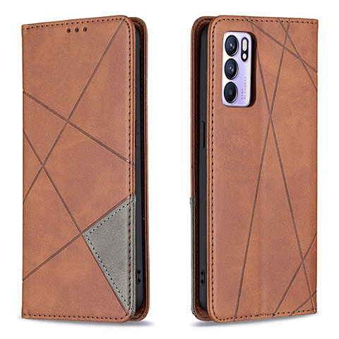 Funda de Cuero Cartera con Soporte Carcasa B07F para Oppo Reno6 5G Marron