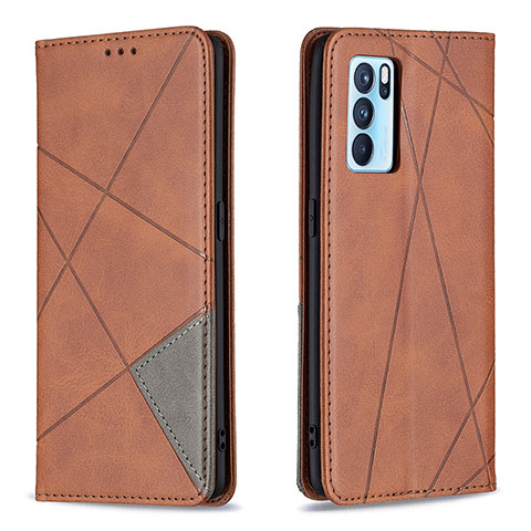 Funda de Cuero Cartera con Soporte Carcasa B07F para Oppo Reno6 Pro 5G India Marron