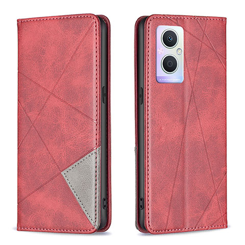 Funda de Cuero Cartera con Soporte Carcasa B07F para Oppo Reno7 Lite 5G Rojo