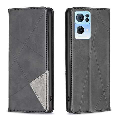 Funda de Cuero Cartera con Soporte Carcasa B07F para Oppo Reno7 Pro 5G Negro