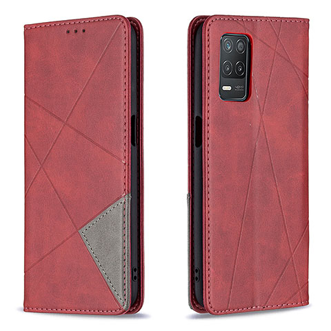 Funda de Cuero Cartera con Soporte Carcasa B07F para Realme 9 5G India Rojo