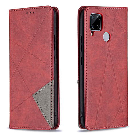 Funda de Cuero Cartera con Soporte Carcasa B07F para Realme C25S Rojo