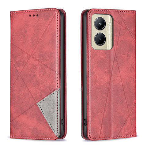 Funda de Cuero Cartera con Soporte Carcasa B07F para Realme C33 (2023) Rojo