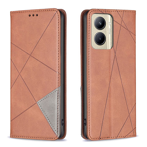 Funda de Cuero Cartera con Soporte Carcasa B07F para Realme C33 Marron