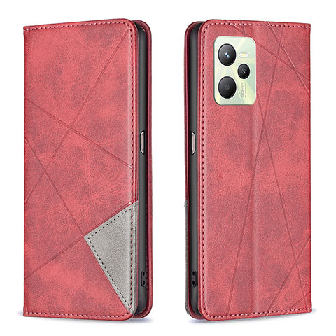 Funda de Cuero Cartera con Soporte Carcasa B07F para Realme C35 Rojo