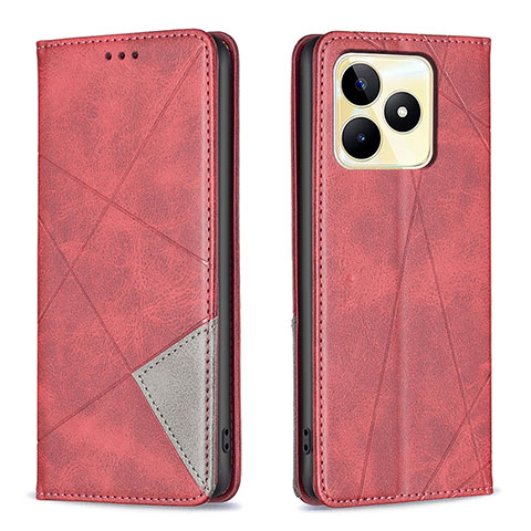 Funda de Cuero Cartera con Soporte Carcasa B07F para Realme C53 India Rojo