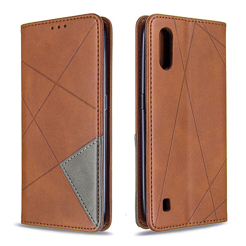 Funda de Cuero Cartera con Soporte Carcasa B07F para Samsung Galaxy A01 SM-A015 Marron