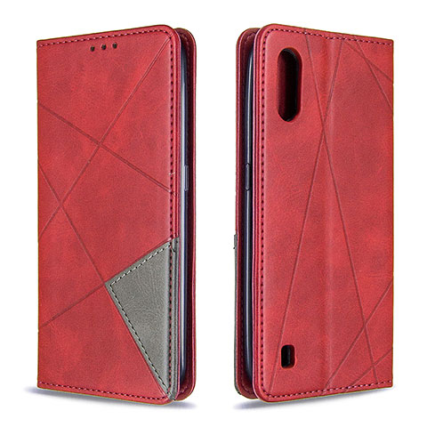 Funda de Cuero Cartera con Soporte Carcasa B07F para Samsung Galaxy A01 SM-A015 Rojo