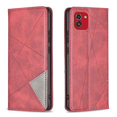 Funda de Cuero Cartera con Soporte Carcasa B07F para Samsung Galaxy A03 Rojo