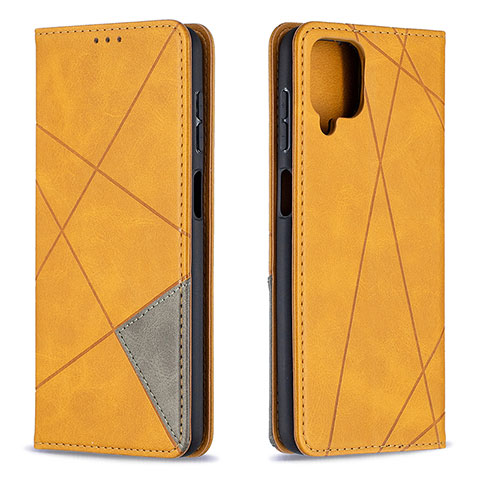 Funda de Cuero Cartera con Soporte Carcasa B07F para Samsung Galaxy A12 Nacho Marron Claro