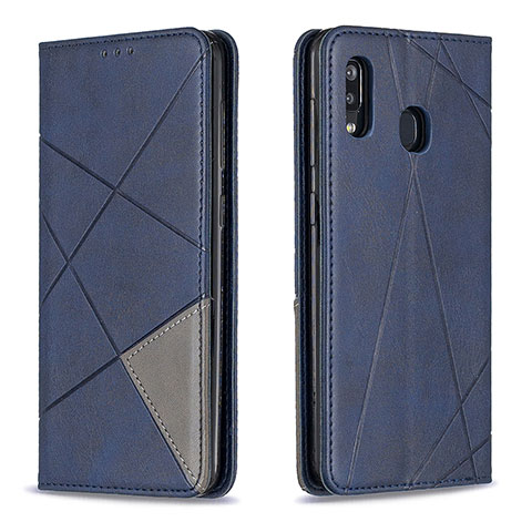 Funda de Cuero Cartera con Soporte Carcasa B07F para Samsung Galaxy A20 Azul