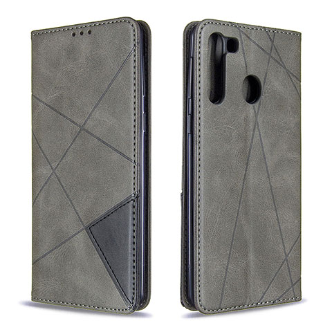 Funda de Cuero Cartera con Soporte Carcasa B07F para Samsung Galaxy A21 Gris