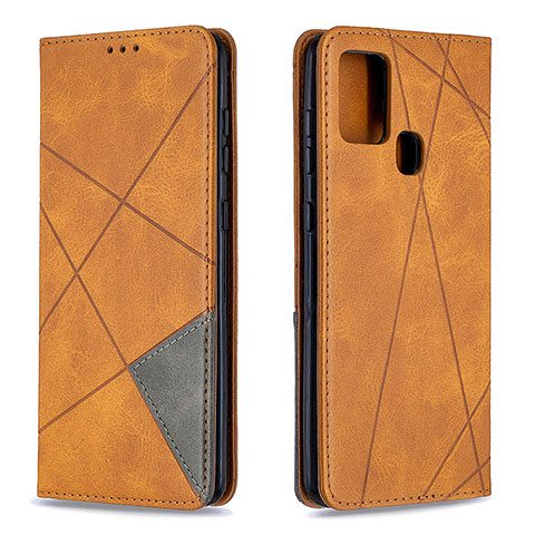 Funda de Cuero Cartera con Soporte Carcasa B07F para Samsung Galaxy A21s Marron Claro