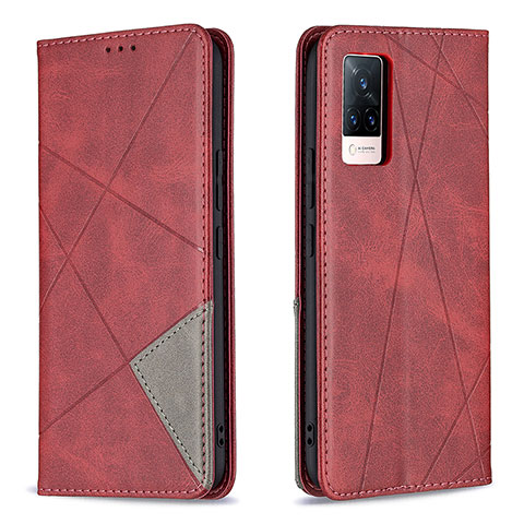 Funda de Cuero Cartera con Soporte Carcasa B07F para Vivo V21 5G Rojo