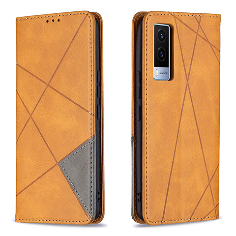 Funda de Cuero Cartera con Soporte Carcasa B07F para Vivo V21e 5G Marron Claro