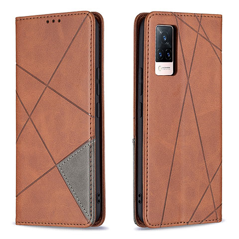 Funda de Cuero Cartera con Soporte Carcasa B07F para Vivo V21s 5G Marron