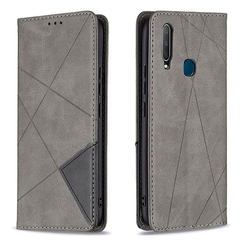 Funda de Cuero Cartera con Soporte Carcasa B07F para Vivo Y15 Gris