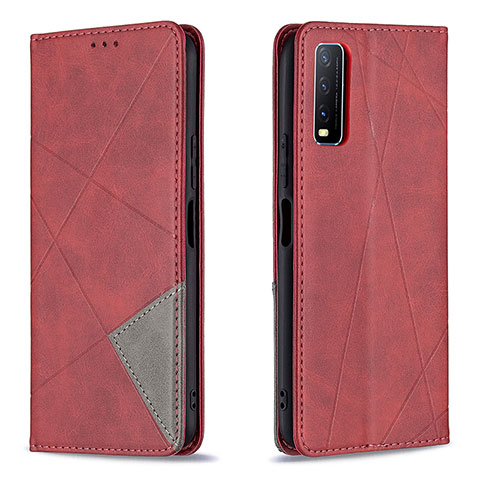 Funda de Cuero Cartera con Soporte Carcasa B07F para Vivo Y20s G Rojo