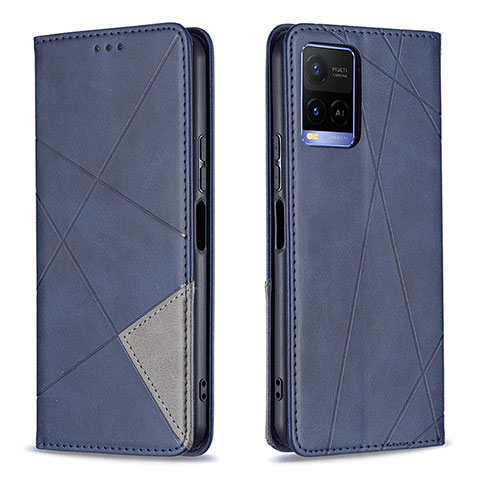 Funda de Cuero Cartera con Soporte Carcasa B07F para Vivo Y21e Azul