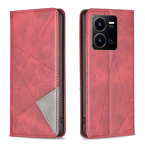 Funda de Cuero Cartera con Soporte Carcasa B07F para Vivo Y35 4G Rojo