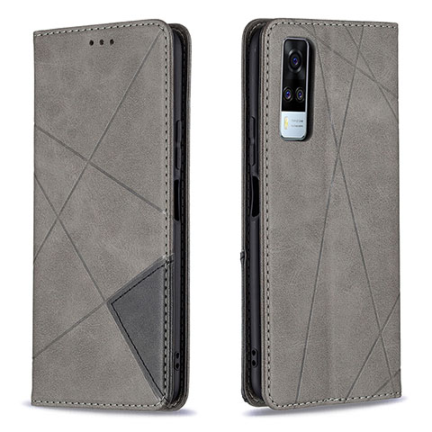 Funda de Cuero Cartera con Soporte Carcasa B07F para Vivo Y51A Gris