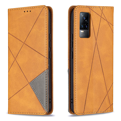 Funda de Cuero Cartera con Soporte Carcasa B07F para Vivo Y73 (2021) Marron Claro