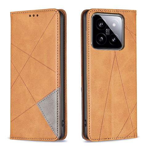 Funda de Cuero Cartera con Soporte Carcasa B07F para Xiaomi Mi 14 5G Marron Claro