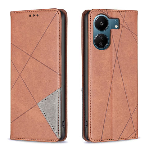 Funda de Cuero Cartera con Soporte Carcasa B07F para Xiaomi Poco C65 Marron