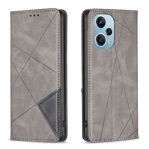 Funda de Cuero Cartera con Soporte Carcasa B07F para Xiaomi Poco F5 5G Gris