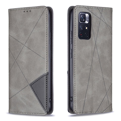 Funda de Cuero Cartera con Soporte Carcasa B07F para Xiaomi Poco M4 Pro 5G Gris