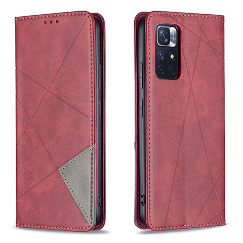 Funda de Cuero Cartera con Soporte Carcasa B07F para Xiaomi Poco M4 Pro 5G Rojo