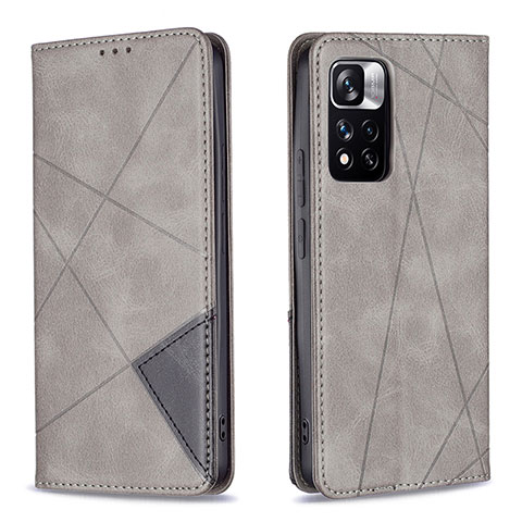 Funda de Cuero Cartera con Soporte Carcasa B07F para Xiaomi Poco X4 NFC Gris