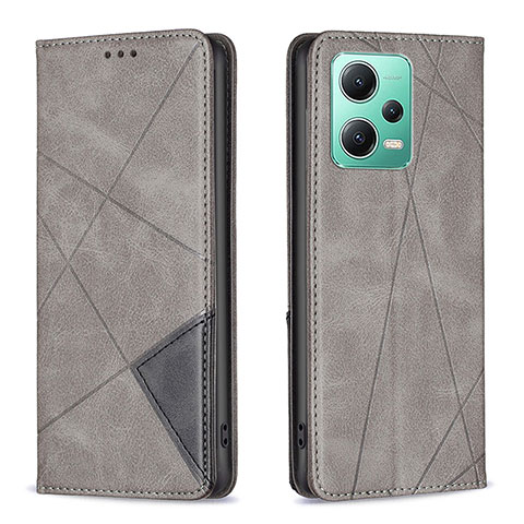 Funda de Cuero Cartera con Soporte Carcasa B07F para Xiaomi Poco X5 5G Gris