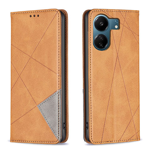 Funda de Cuero Cartera con Soporte Carcasa B07F para Xiaomi Redmi 13C Marron Claro